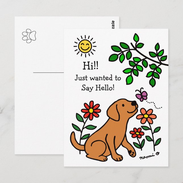 Fox Red Labrador and Green Hi Postcard (Front/Back)