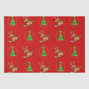 Fox Red Labrador and Santa Christmas Cartoon Tissue Paper