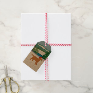 Fox Red Labrador Christmas Evergreen Santa Hat Gift Tags