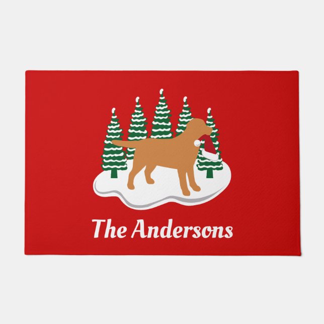 Fox Red Labrador Christmas Evergreen Trees Doormat (Front)