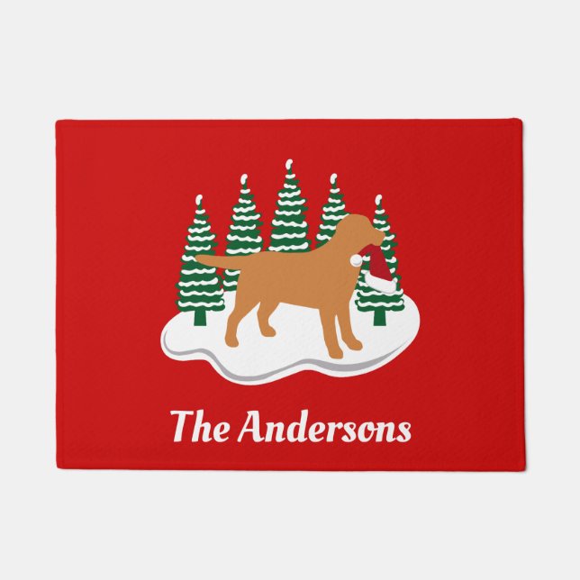 Fox Red Labrador Christmas Evergreen Trees Doormat (Front)