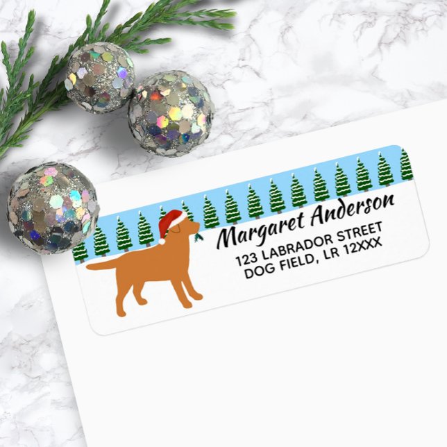 Fox Red Labrador Christmas Père Noël Adresse de re (Fox Red Labrador Christmas Santa Design Return Address Label for Labrador Owners.)