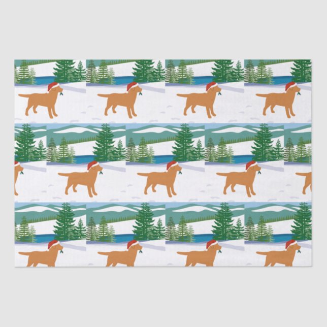 Fox Red Labrador Christmas Winter View Tissue Paper (Front)