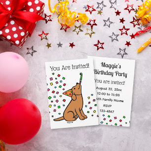Fox Red Labrador Confetti Birthday Party  Invitation