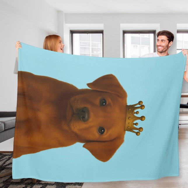 Fox Red Labrador Puppy in Gold Crown Cute Fleece Blanket (Fox Red Labrador Puppy in Gold Crown Cute Fleece Blanket by Ricaso. Red fox lab dog gift idea
)