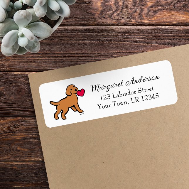 Fox Red Labrador Puppy Return Address (Fox Red Labrador Puppy Little Heart Return Address Labels for Labrador Owners.  Labrador Cartoon.)