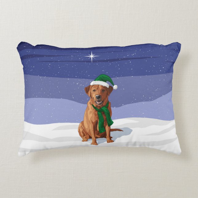 Fox Red Labrador Retriever Christmas Dog Accent Pillow (Front)