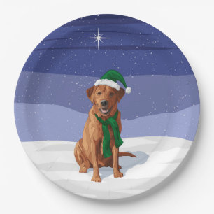 Fox Red Labrador Retriever Christmas Dog Paper Plate