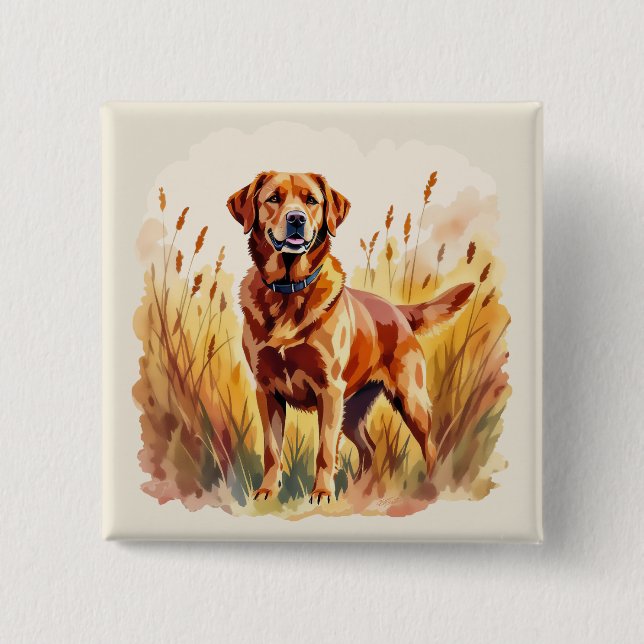 Fox Red Labrador Retriever Dog 2 Inch Square Button (Front)