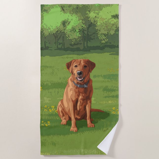 Fox Red Yellow Labrador Retriever Dog Beach Towel (Front)