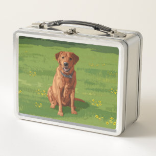 Fox Red Yellow Labrador Retriever Dog Metal Lunch Box