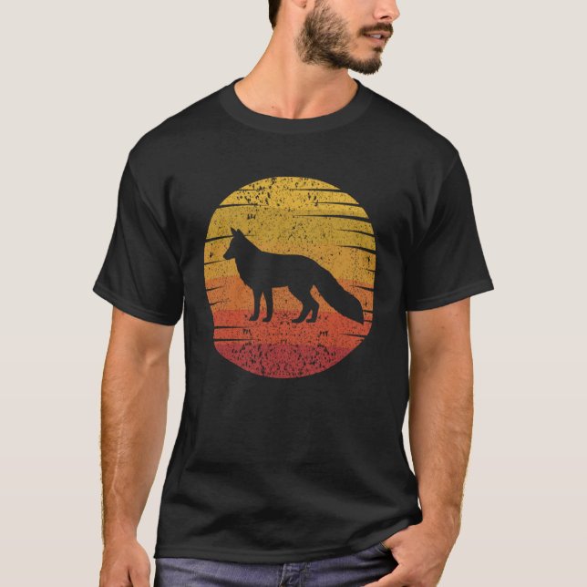 Fox Retro Sunset Fox Wild Animal T-Shirt (Front)