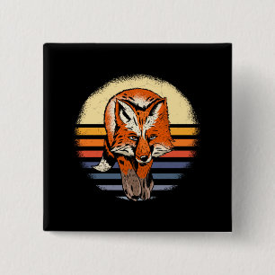 Fox Retro Vintage 2 Inch Square Button