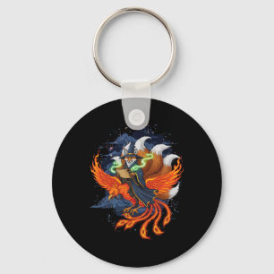 Fox Riding Phoenix Anime Ukiyo-e Mythology Japanes Keychain