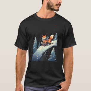 Fox Riding Sled Sledge Sleighing Snow Sledging Win T-Shirt