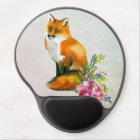 Fox rouge et tapis de souris floral d'ordinateur