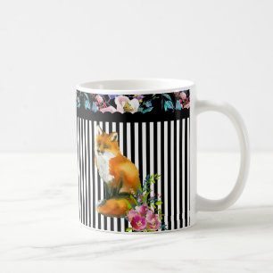 Fox rouge floral et tasse de tasse de café de