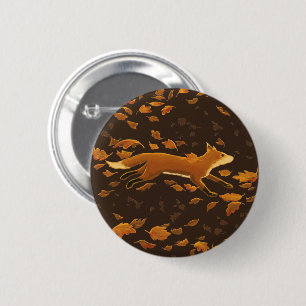 Fox Running Through Fall 2 Inch Round Button