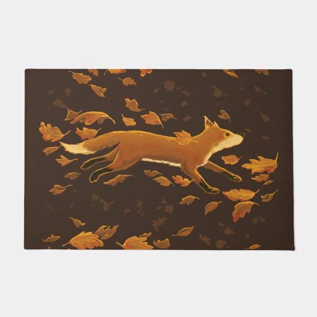 Fox Running Through Fall Doormat (Front)