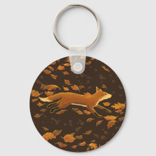 Fox Running Through Fall Keychain