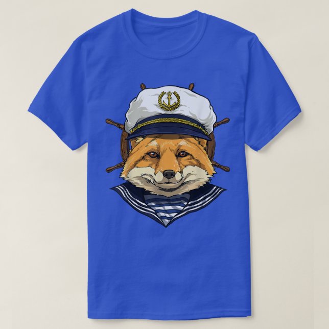 Fox Sailor Boat Captain Wildlife Fox Forest  T-Shirt (Design Front)