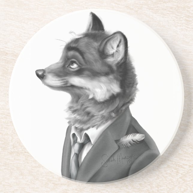 Fox Sandstone Drink Coaster (Profile) (Front)