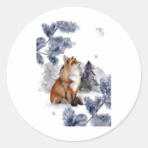 Fox Sees the Moon in Winter