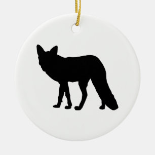 Fox Silhouette Ceramic Ornament