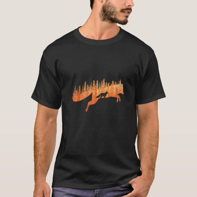 Fox silhouette fox forest hunter  1 T-Shirt (Front)