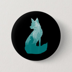 Fox Silhouette In The Forest Animal Hunter Hunting 2 Inch Round Button