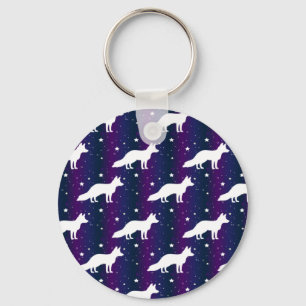 Fox Silhouette Starry Night Galaxy Lover Universe Keychain