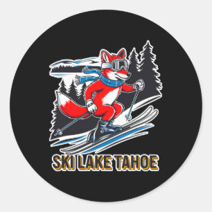 Fox Skiing Alpine Ski Adventure Lake Tahoe Califor Classic Round Sticker