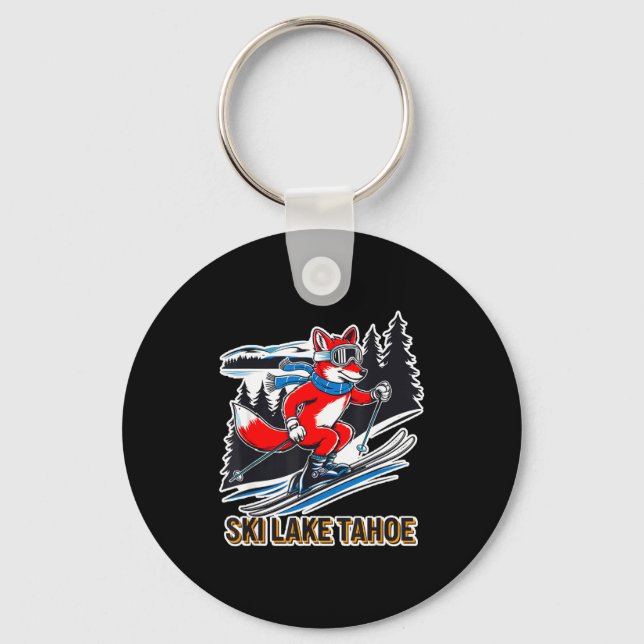 Fox skiing alpine ski adventure lake tahoe keychain (Front)