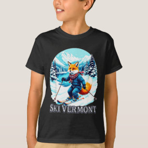Fox skiing in vermont winter wonderland T-Shirt