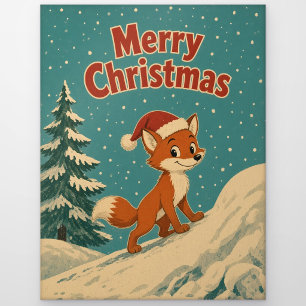 Fox Snow Bank Animal Christmas Postcard