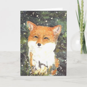 Fox Snow Winter Christmas Maureen Girard Card