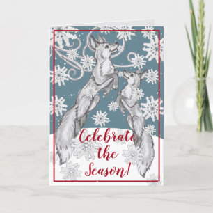 Fox Snowflake Winter Artistic Celebrate Christmas Holiday Card
