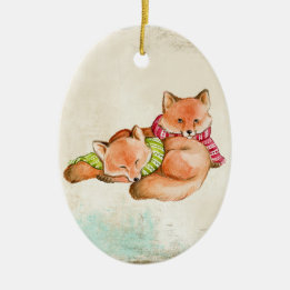 Fox Snuggles Ornament