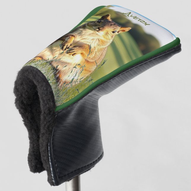 Fox Squirrel Animal - w/ initials or Name - Putter Golf Head Cover (3/4 Front)
