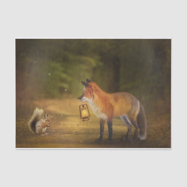 Fox Squirrel Autumn Forest Tissue Paper (Front)