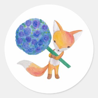 Fox Stickers Red Fox Favor Gift Thank you Stickers
