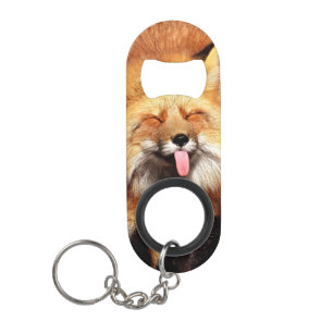 Fox Sticking It's Tongue Out Keychain Bottle Opener