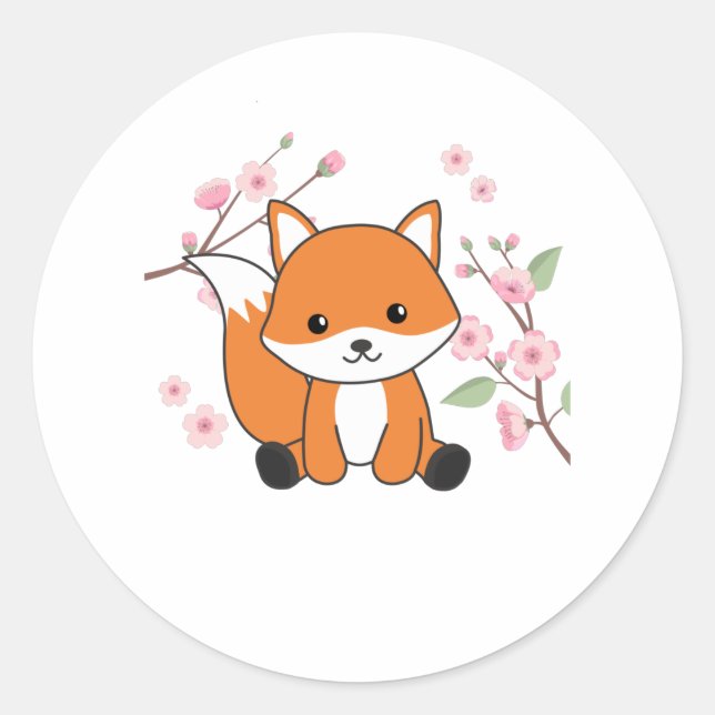 Fox Sweet Animals For Kawaii Foxes Classic Round Sticker (Front)
