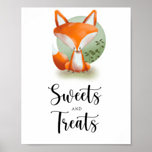 Fox - sweets and treats baby shower poster