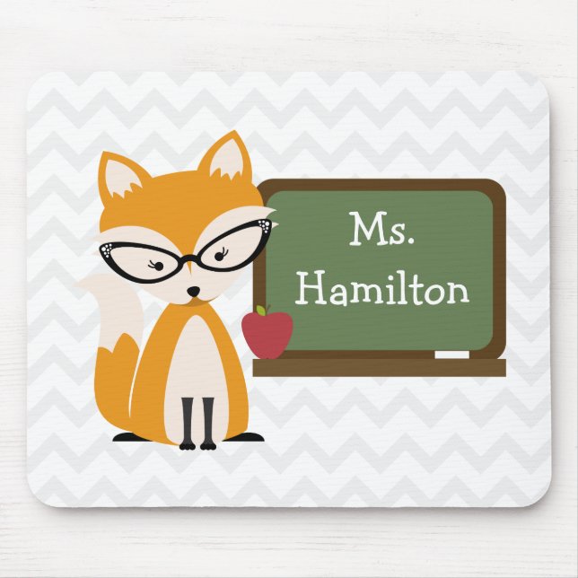 Fox Teacher At Chalkboard Mouse Pad (Front)