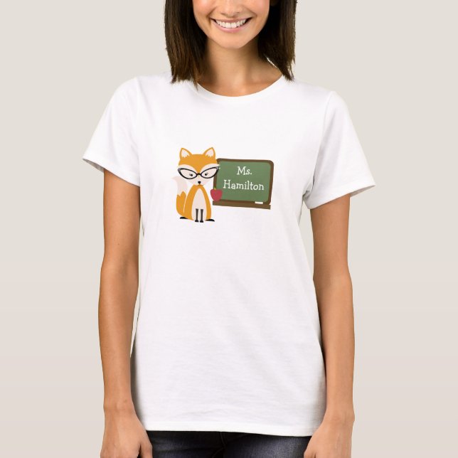 Fox Teacher At Chalkboard T-Shirt (Front)