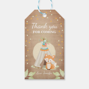 Fox Teepee thank you favour tag Woodland Rustic