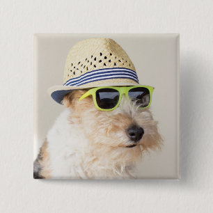 Fox Terrier 2 Inch Square Button