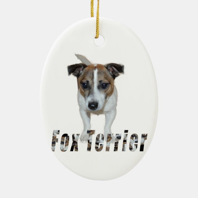 Fox Terrier And Fox Terrier Logo, Ceramic Ornament (Back)