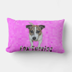 Fox Terrier And Fox Terrier Logo, Pink Lumbar Pillow